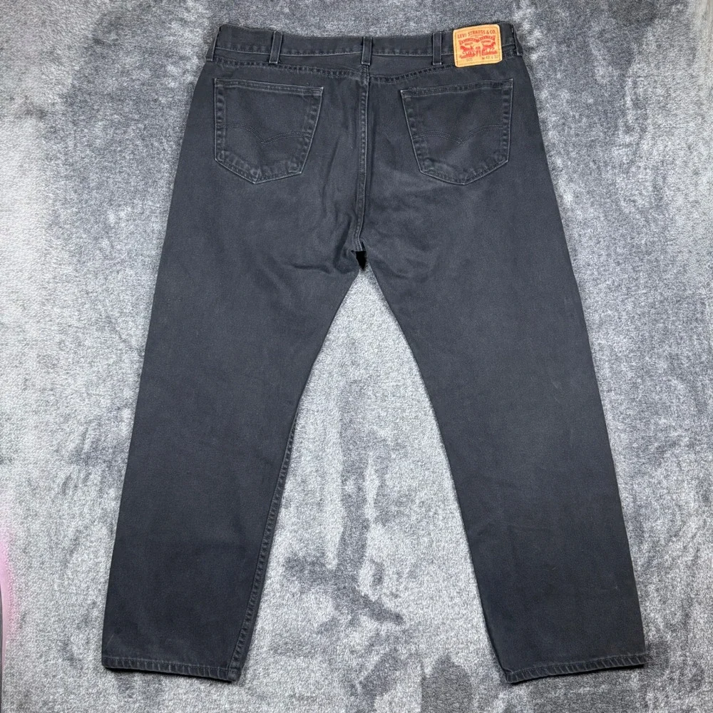 Levis 505 Regular Fit Straight Leg Black Denim Jeans Mens 42x32 100% Cotton